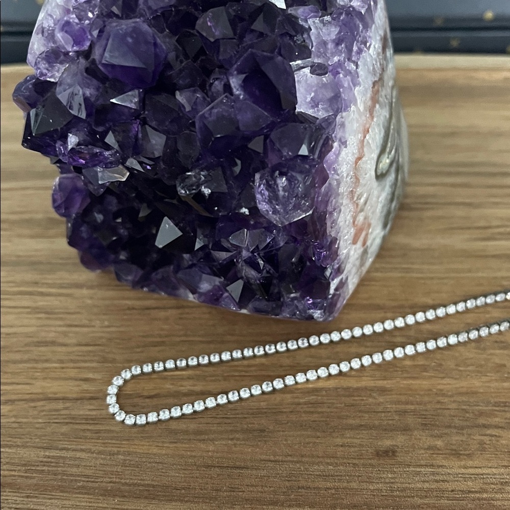 Silver plated CZ tennis necklace